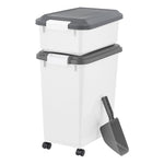 Iris Airtight Dog & Cat Food Container with Treat Box & Scoop, Plastic, White (580094)