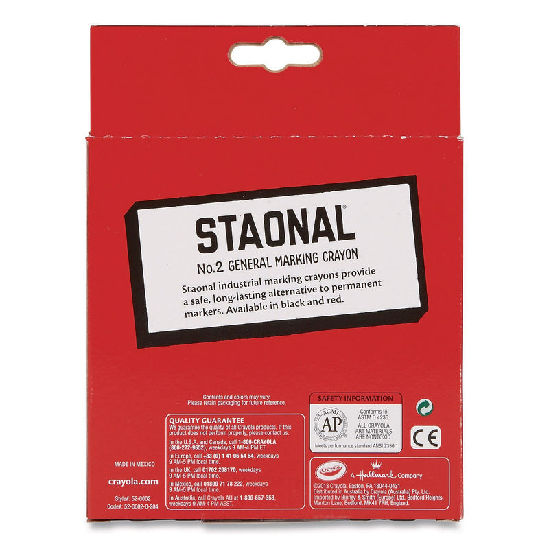 Crayola Staonal Marking Crayon, Red, 8/Box (520002038)