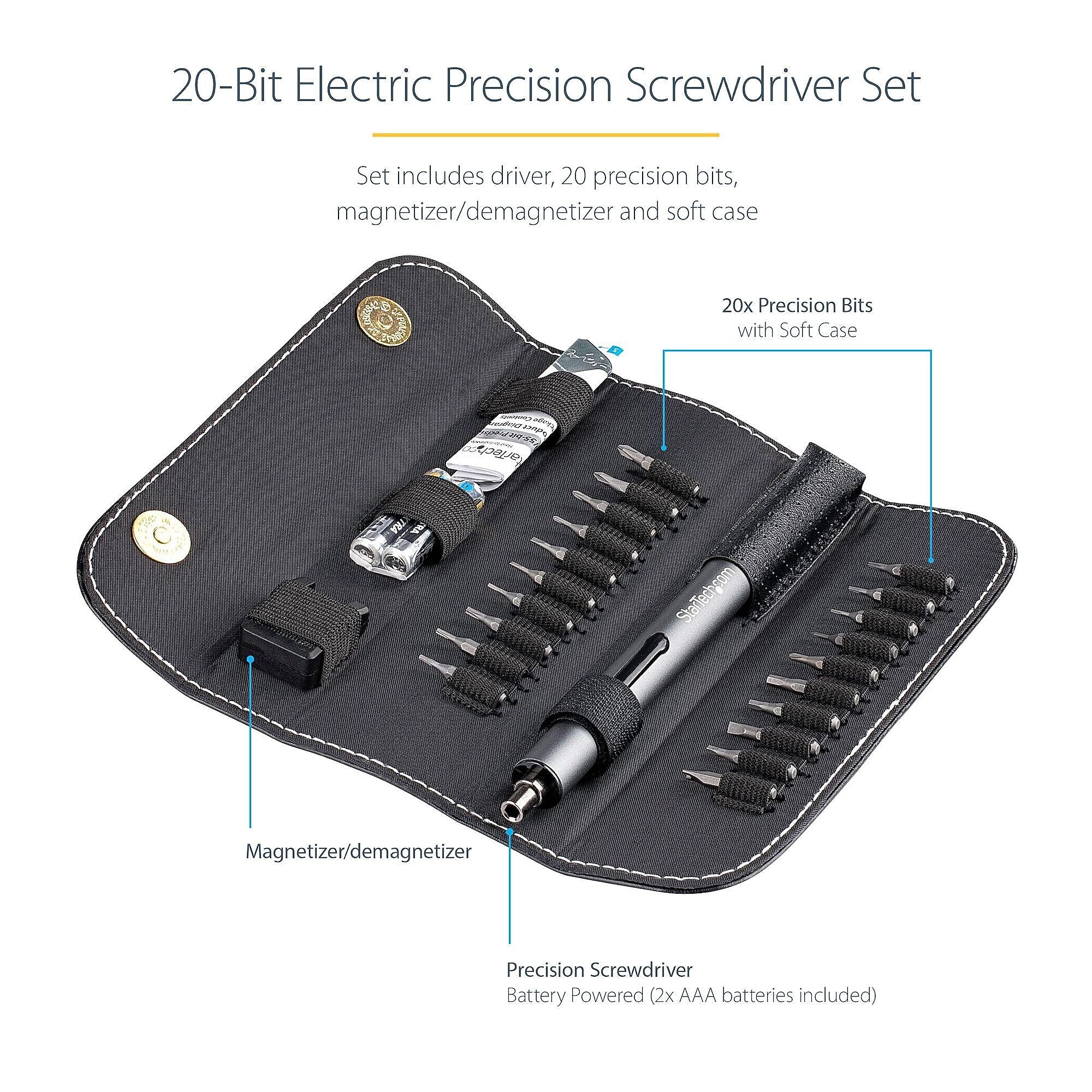 StarTech.com 20-Bit Electric Precision Screwdriver Set (CTK20PCEDRIVE)