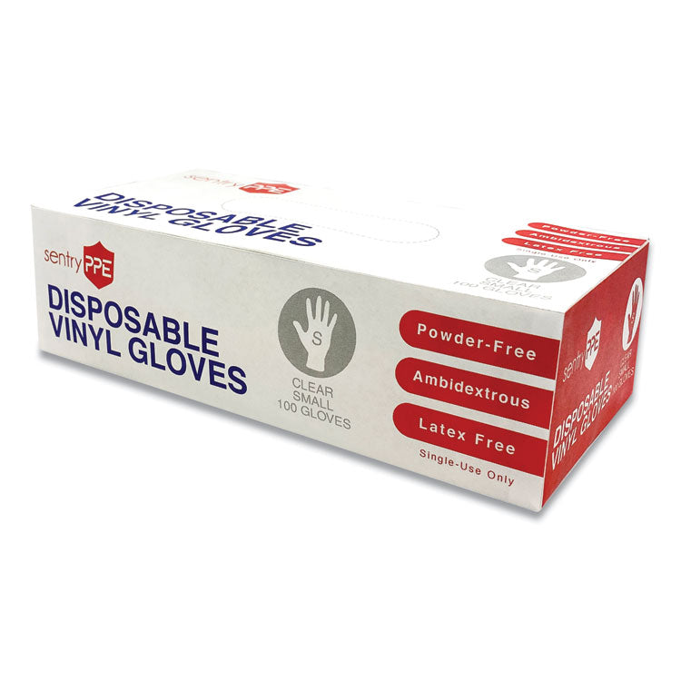 Single Use PVC Gloves, Powder-Free, Small, 2.5 mil Thick, Clear, 100/Box, 10 Boxes/Carton