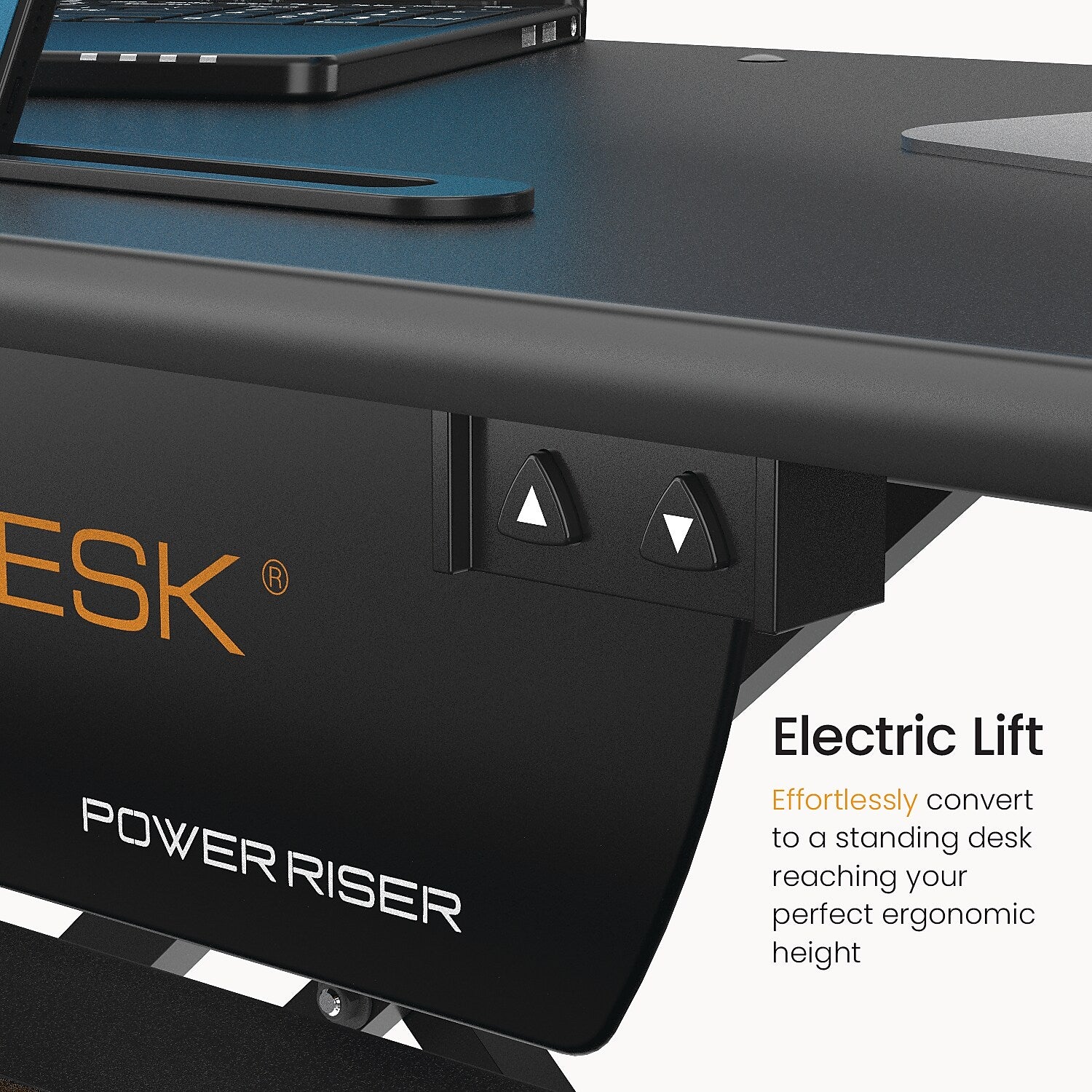 VersaDesk Power Riser 32"W Electric Adjustable Standing Desk Converter, Black (VDPR3124-BB)