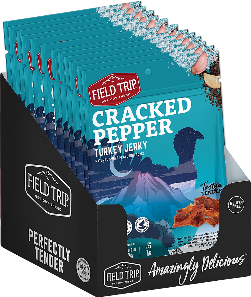 Field Trip Cracked Pepper Turkey Jerky, 1 oz., 12/Carton (FLD00508)