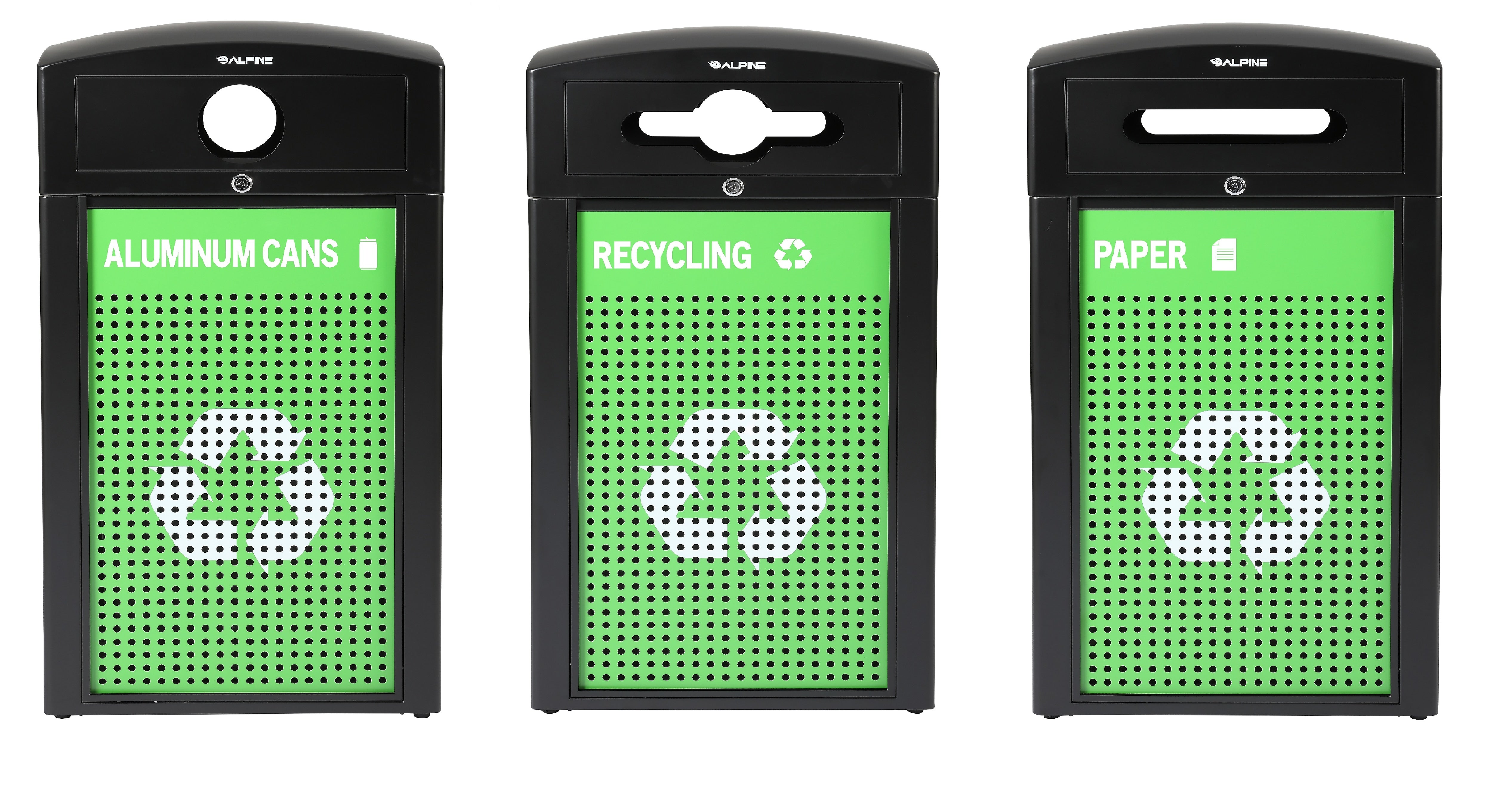Alpine Industries GS Series Steel Recycling Bin, 120 Gallon, Green (ALP471-40-GSCMS-MK)