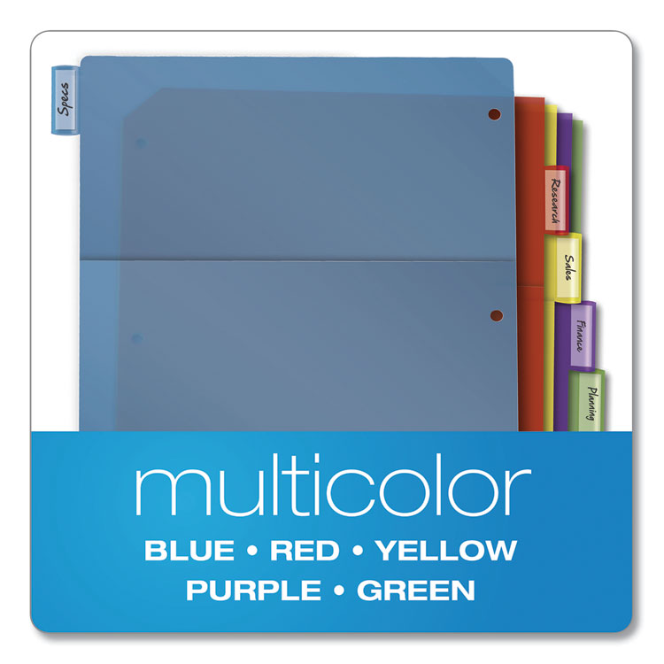 Poly 1-Pocket Index Dividers, 8-Tab, 11 x 8.5, Assorted