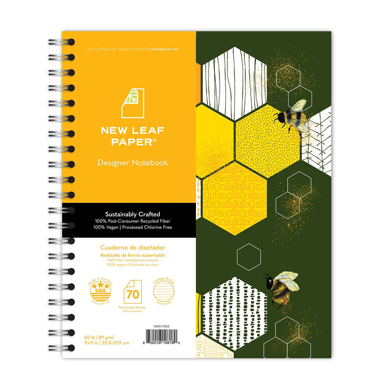 Roaring Spring New Leaf 1-Subject Notebooks, 9" x 11", College Ruled, 70 Sheets, Multicolor, 12/Carton (10843CS)