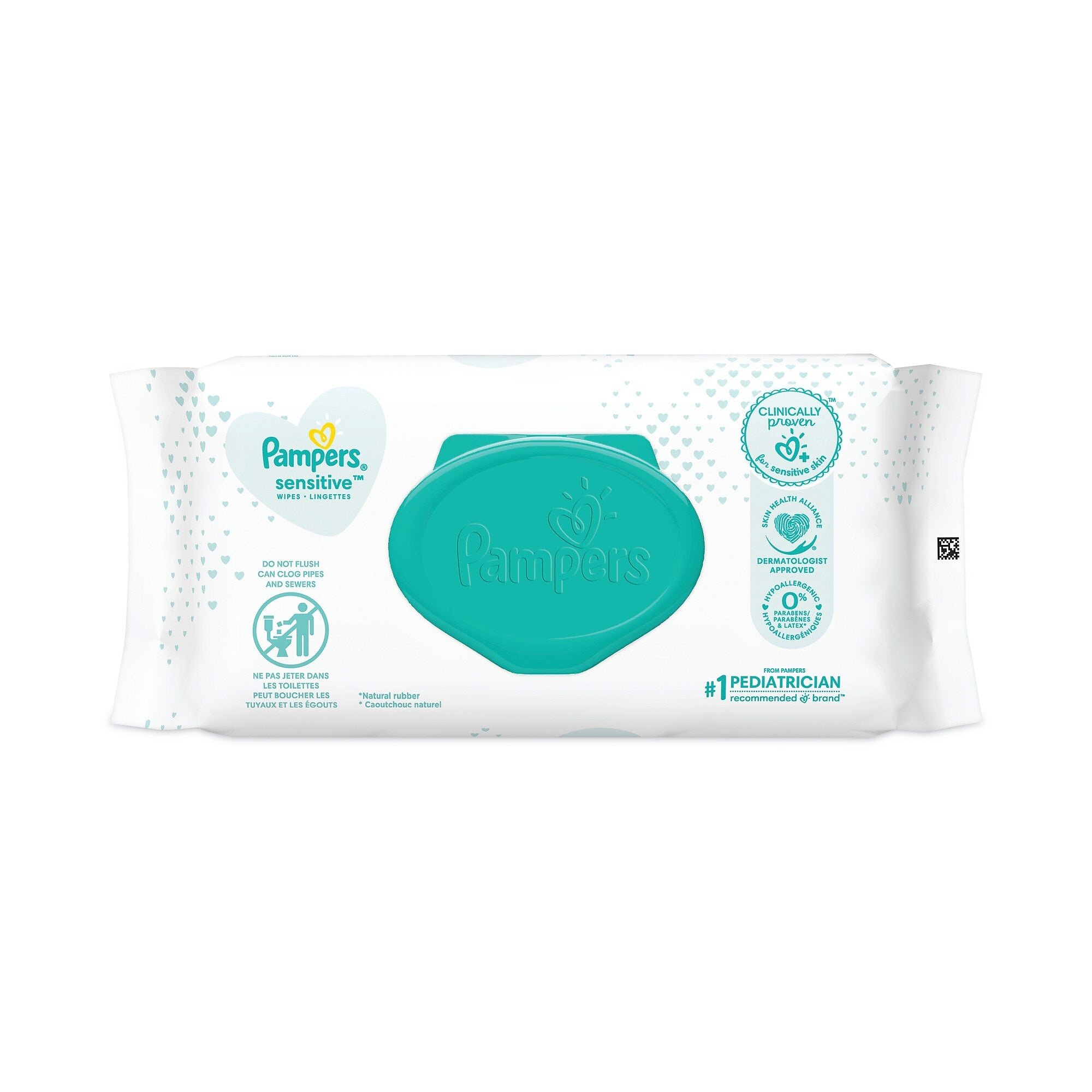 Pampers Sensitive Baby Wipes, 1-Ply, 6.8 x 7,  Unscented, White, 56/Pack (PGC87076EA)