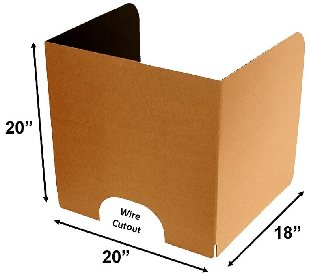 Classroom Products Foldable Cardboard Freestanding Privacy Shield, 20"H x 20"W, Black/Kraft, 20/Box (2020 BK)