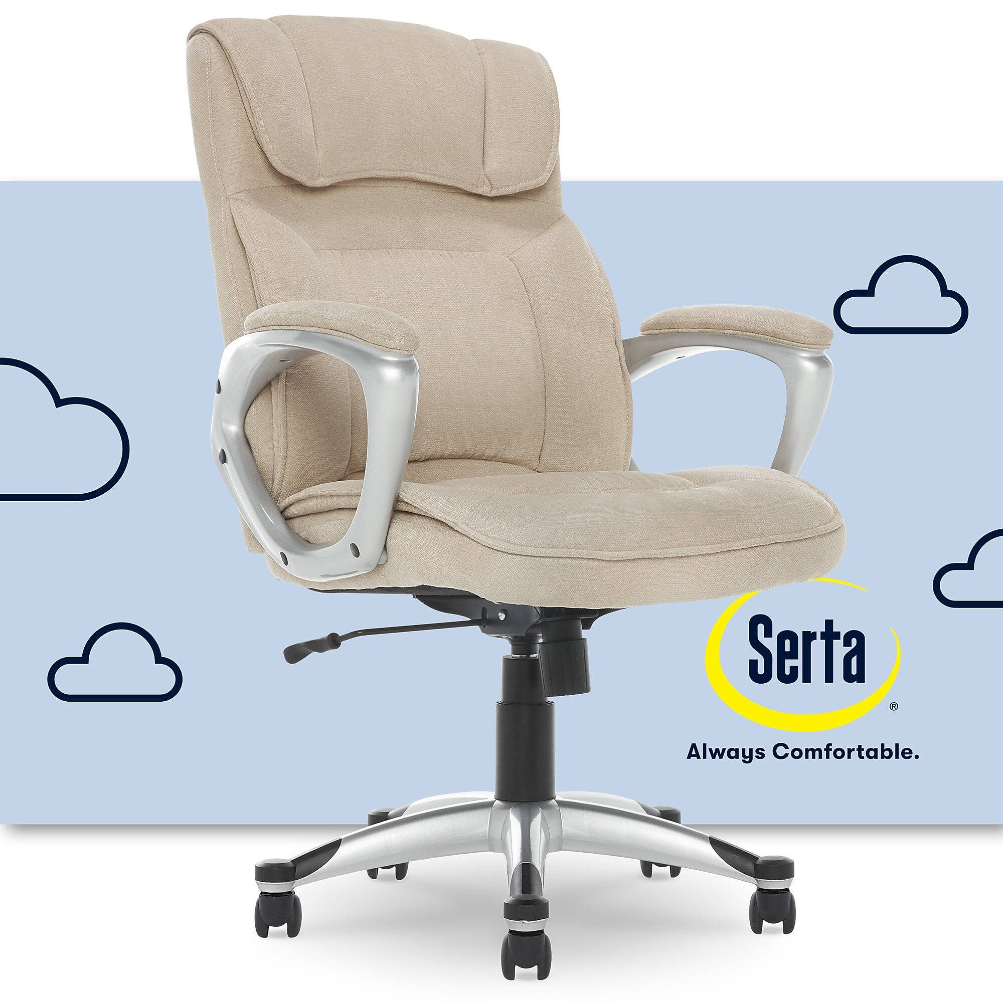 Serta Cyrus Ergonomic Fabric Swivel Executive Chair, Fawn Tan (47911)