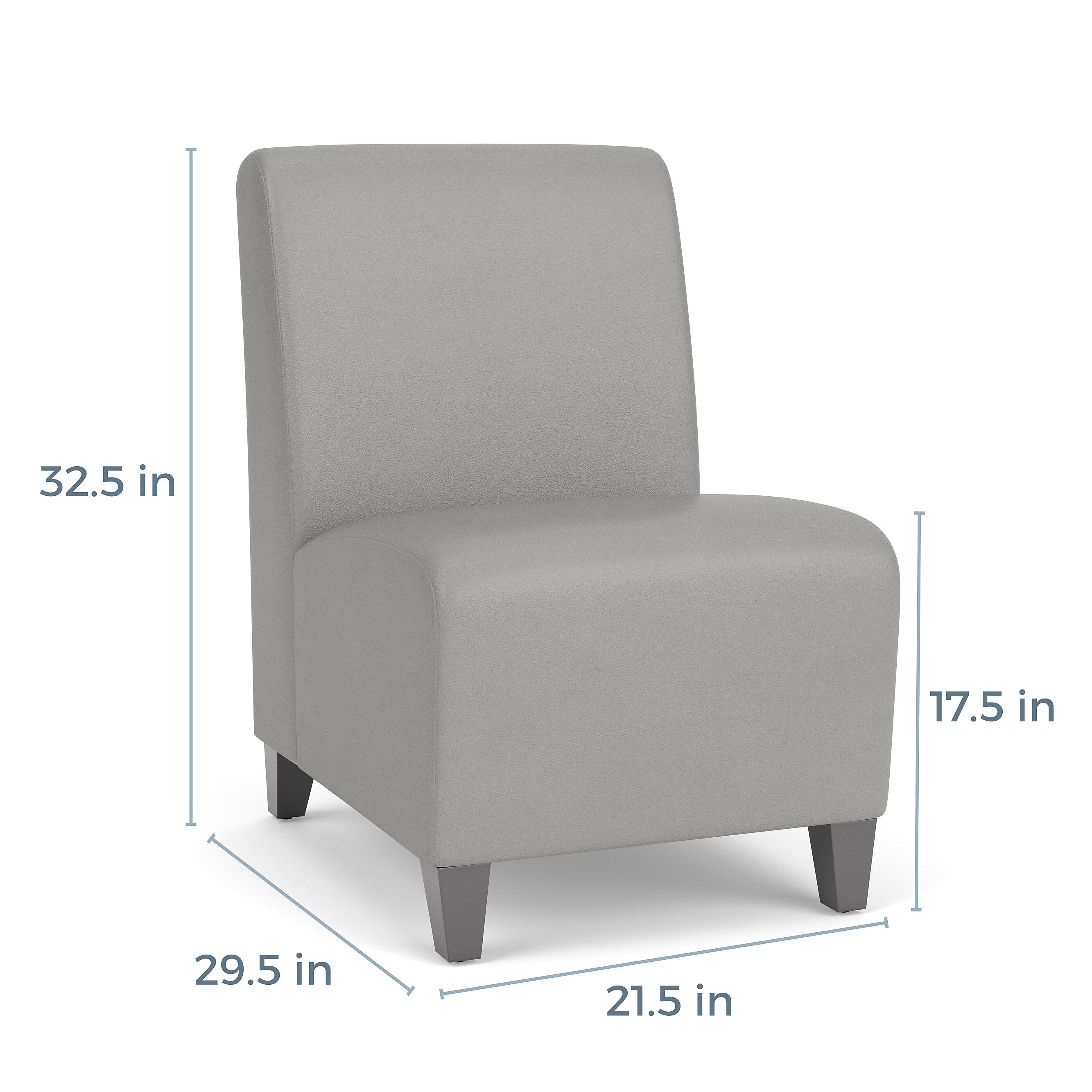 Lesro Ravenna Vinyl Guest Chair, Armless, Patriot Plus Imperial Blue/Walnut Wood (RV1102.FWL-01PPIB)