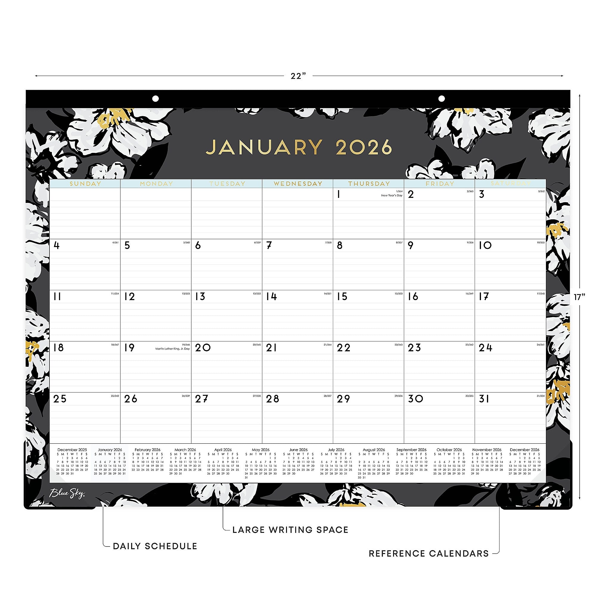 2026 Blue Sky Baccara 22" x 17" Monthly Desk Calendar (110215-26)