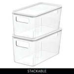 iDESIGN Stackable Plastic Storage Bin with Lid, 6" x 12"x 6", Clear, 3/Pack (29121M3)
