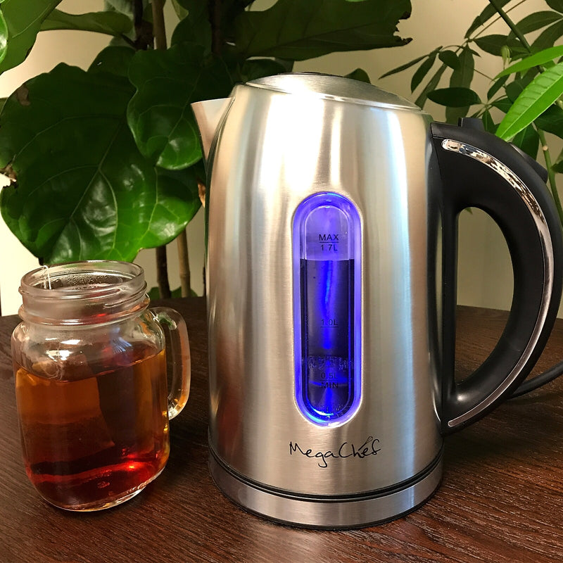 MegaChef Stainless Steel Electric Tea Kettle, 7-Cups, Silver (93796264M)