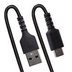 StarTech.com 3.3ft USB-A to USB-C Heavy Duty Coiled Cable, Male to Male, Charge/Sync, Black (R2ACC-1M-USB-CABLE)
