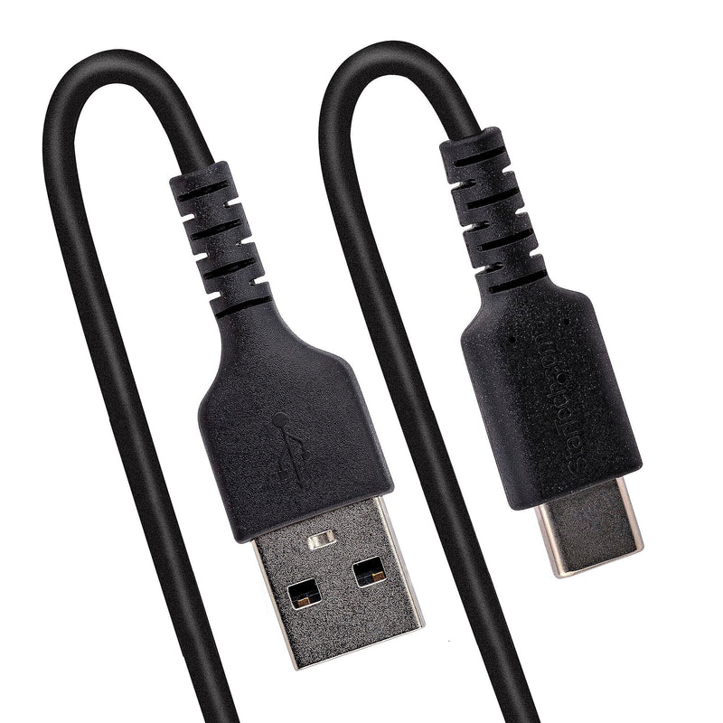 StarTech.com 3.3ft USB-A to USB-C Heavy Duty Coiled Cable, Male to Male, Charge/Sync, Black (R2ACC-1M-USB-CABLE)