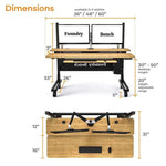 VersaDesk Foundry Bench 48"W Electric Rectangular Adjustable Standing Desk, Bamboo/Black (FB4830-BNB-APP)