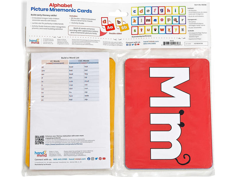 hand2mind Mnemonic Picture Alphabet Jumbo Flash Cards, 26/Set (96238)