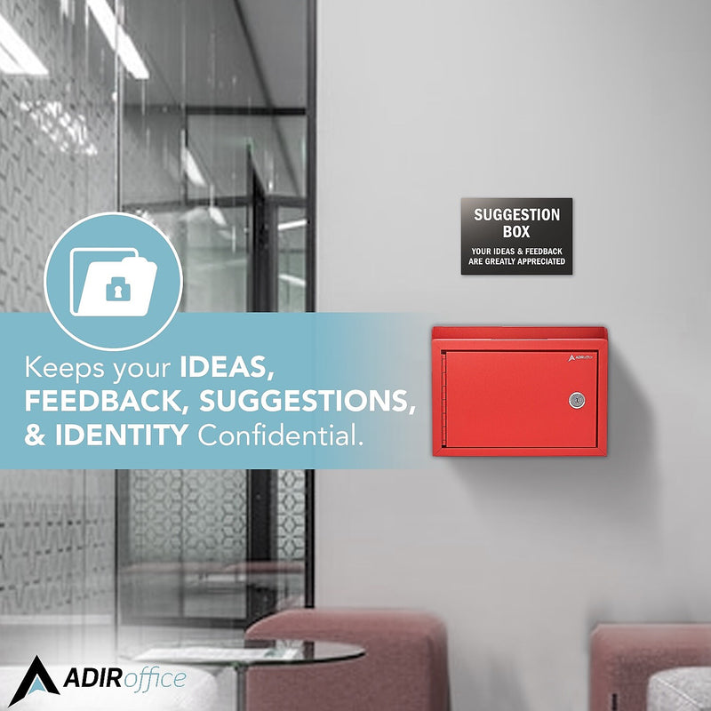 AdirOffice Steel Multipurpose Drop Box Interoffice Mailbox, Medium, Red (631-02-RED-PKG)
