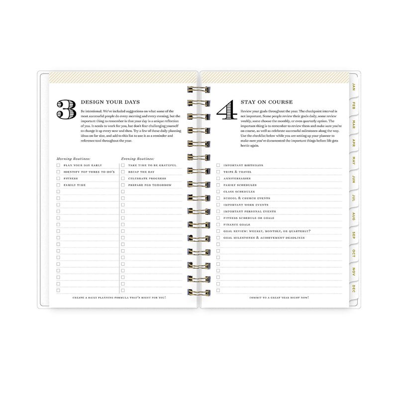 Planning Calendar DD Rugby Stripe Navy Frosted PP 5x8 RY26 Daily/Mthly Safety Wirebound -