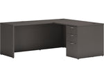 HON Mod 60"W L-Shaped Single-Pedestal Desk, Slate Teak (HLPL6072LDESK1BBFLS1)