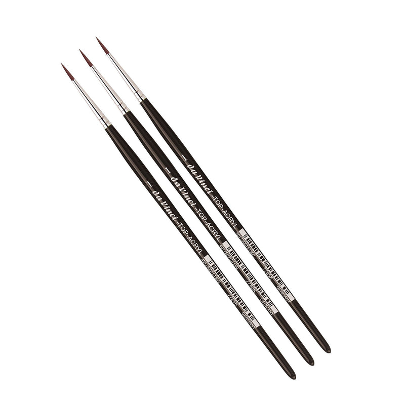 da Vinci TOP-ACRYL Oil and Acrylic Synthetic Bristle Red-Brown Round Brush, 3 Brushes/Pack (DVXVA7785K1-3)