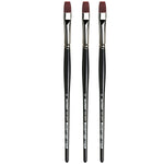 da Vinci TOP-ACRYL Oil and Acrylic Synthetic Bright Red-Brown Flat Brush, 3 Brushes/Pack (DVXVA7185K1-3)