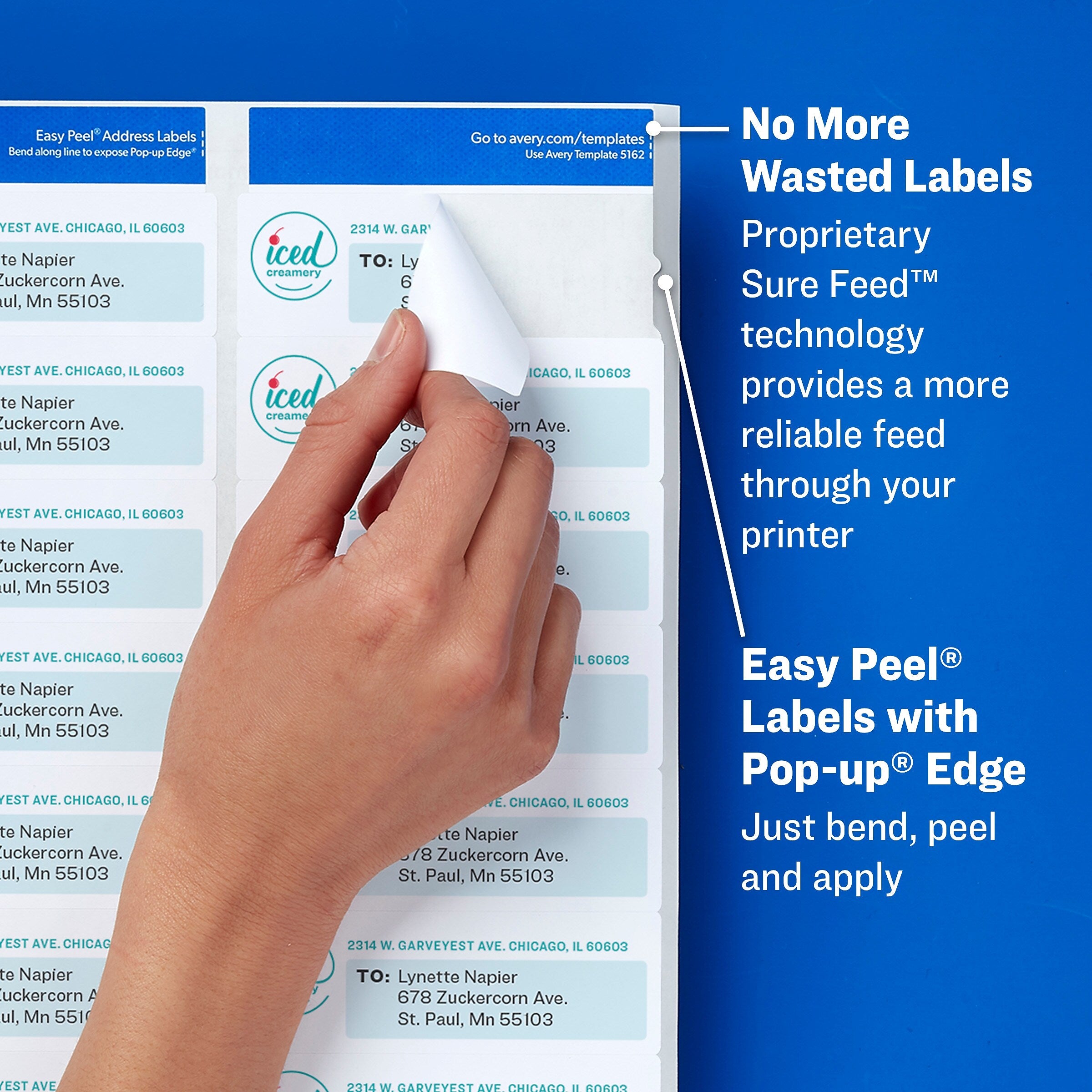Avery Sure Feed Laser/Inkjet Shipping Labels, 2" x 4", Glossy Clear, 100 Labels/Box (6522)