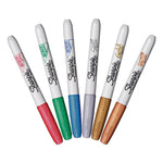 Metallic Fine Point Permanent Markers, Fine Bullet Tip, Blue-Green-Red, 6/pack