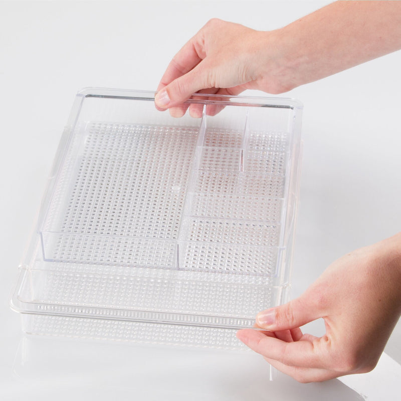 interDesign Clarity 7-Compartment Plastic Accessory Tray, Clear, 2 Piece (95608N)