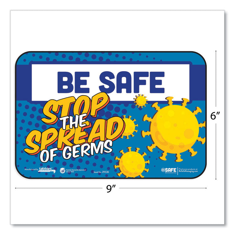 BeSafe Messaging Education Wall Signs, 9 x 6,  "Be Safe, Stop The Spread Of Germs", 3/Pack