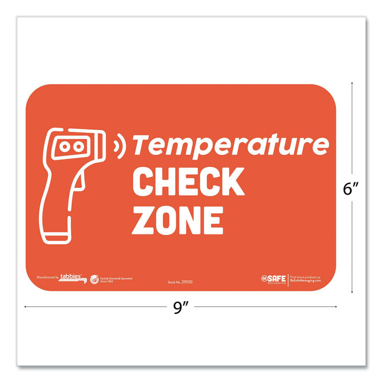 BeSafe Messaging Education Wall Signs, 9 x 6,  "Temperature Check Zone", 3/Pack