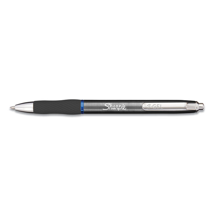 S-Gel Premium Metal Barrel Gel Pen, Retractable, Medium 0.7 Mm, Blue Ink, Gun Metal Gray Barrel, Dozen