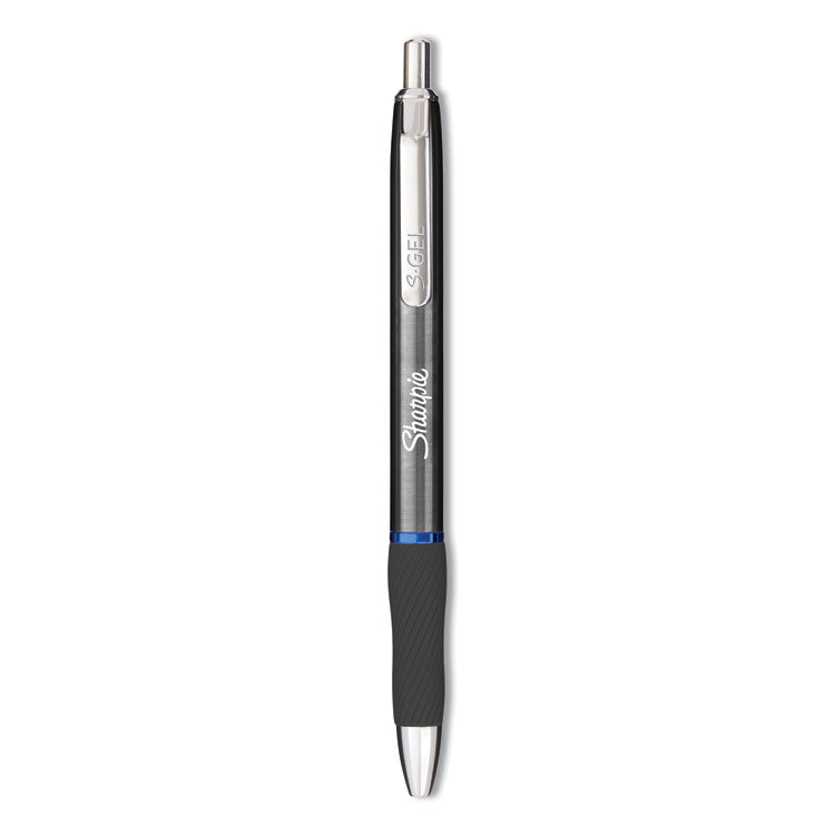 S-Gel Premium Metal Barrel Gel Pen, Retractable, Medium 0.7 Mm, Blue Ink, Gun Metal Gray Barrel, Dozen