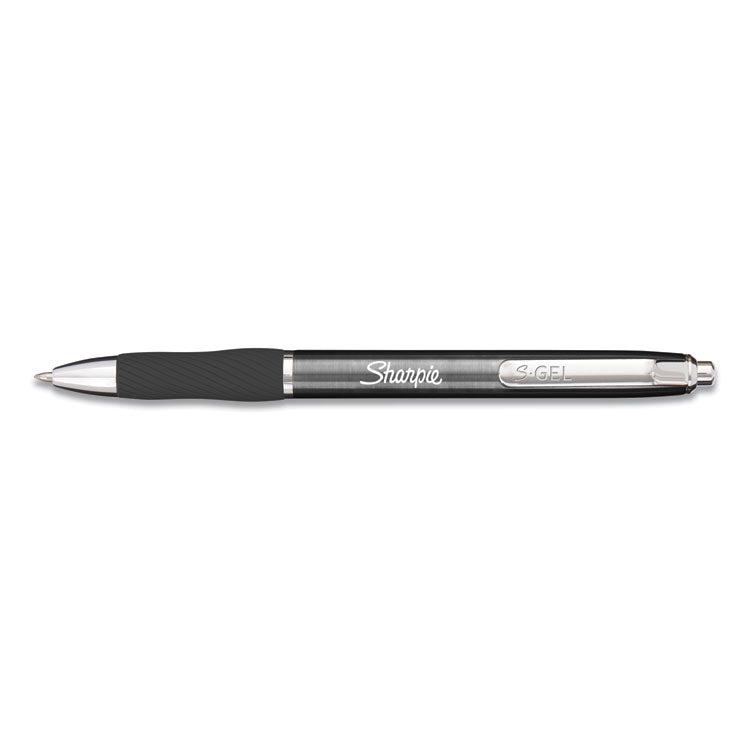 S-Gel Premium Metal Barrel Gel Pen, Retractable, Medium 0.7 Mm, Black Ink, Gun Metal Gray Barrel, Dozen