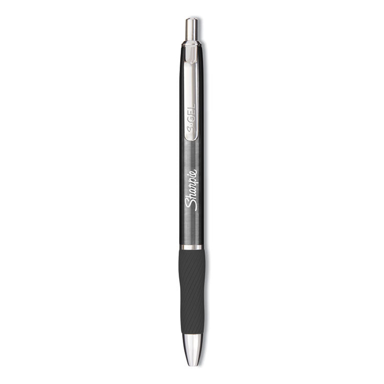 S-Gel Premium Metal Barrel Gel Pen, Retractable, Medium 0.7 Mm, Black Ink, Gun Metal Gray Barrel, Dozen