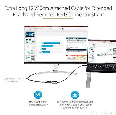 StarTech USB C to DisplayPort Adapter, 8K/4K 60Hz USB-C to DisplayPort 1.4 Adptr, DSC, USB Type-C to DP Vid Convtr, w/12" Cable