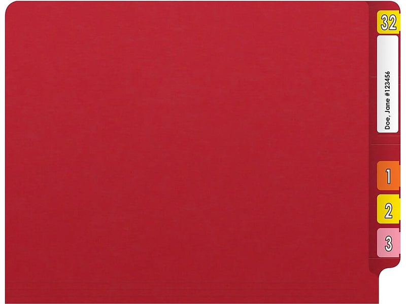 Medical Arts Press Reinforced End Tab File Folder, Straight Cut, Letter-Size, Red, 50/Box (S-01601-RED)
