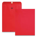 Clasp Envelope, 28 lb Bond Weight Paper, #90, Square Flap, Clasp/Gummed Closure, 9 x 12, Red, 10/Pack