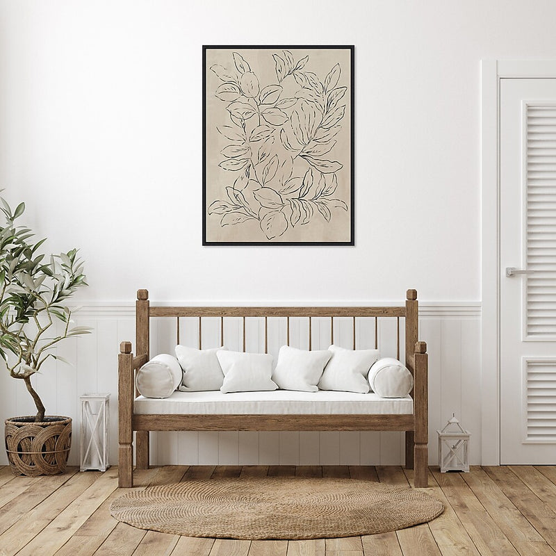 Amanti Art Outlined Leaves II by Asia Jensen Framed Canvas Wall Art Print, 32" x 42" (A42677748496)