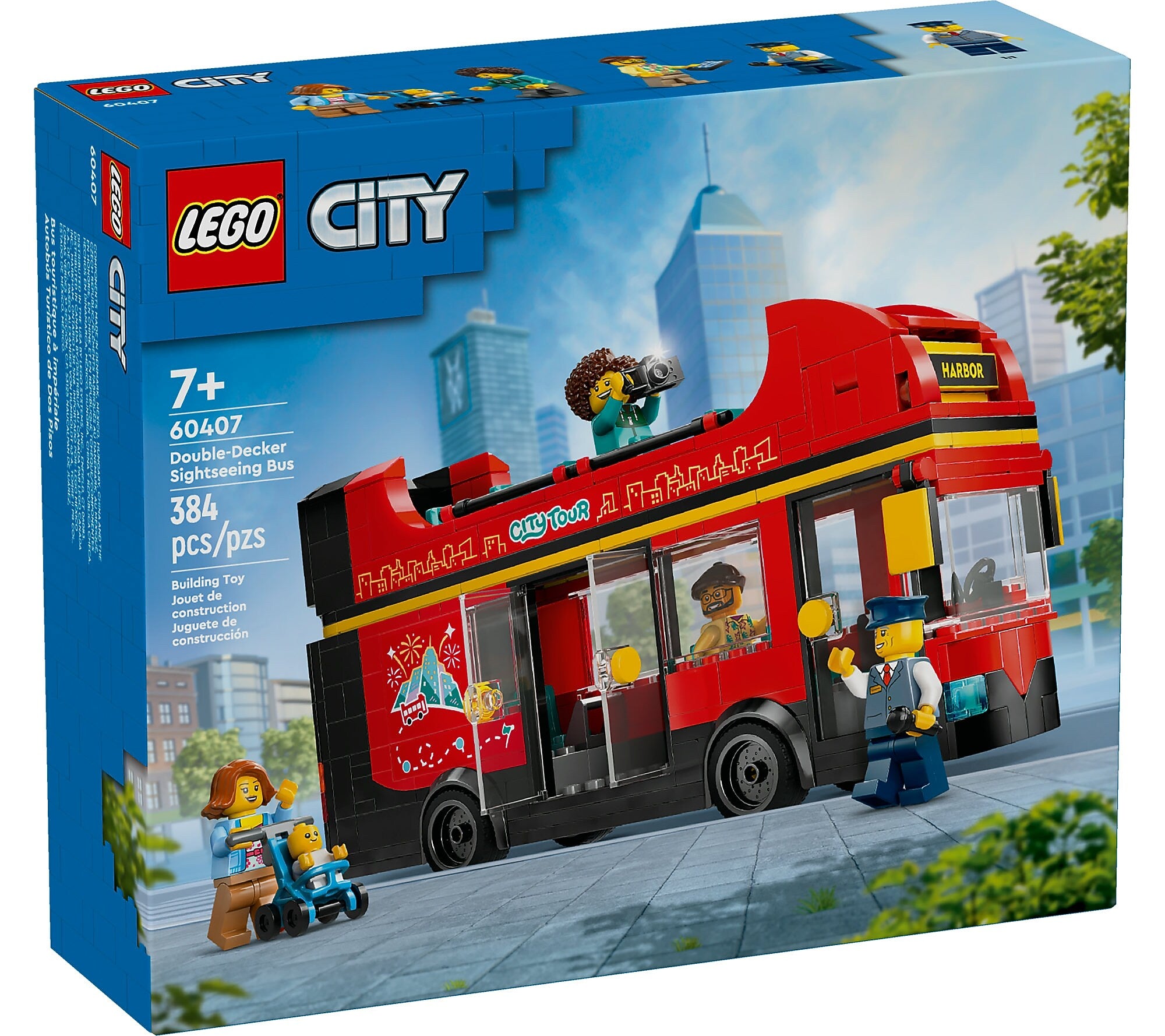 LEGO City Red Double-Decker Sightseeing Bus, 384 Pieces (60407)
