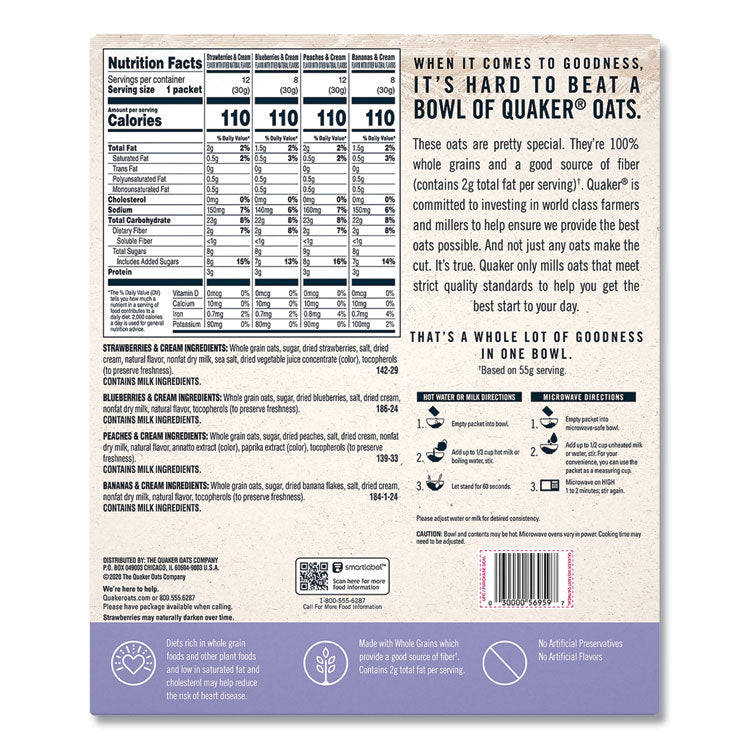 Instant Oatmeal, Assorted Varieties, 1.05 oz Packet, 40/Box
