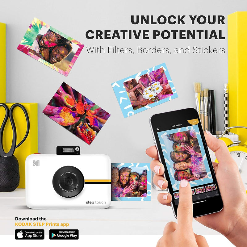 Kodak Step Touch 13MP Digital Camera & Instant Printer, 14x Optical Zoom, White (RODITC20W)