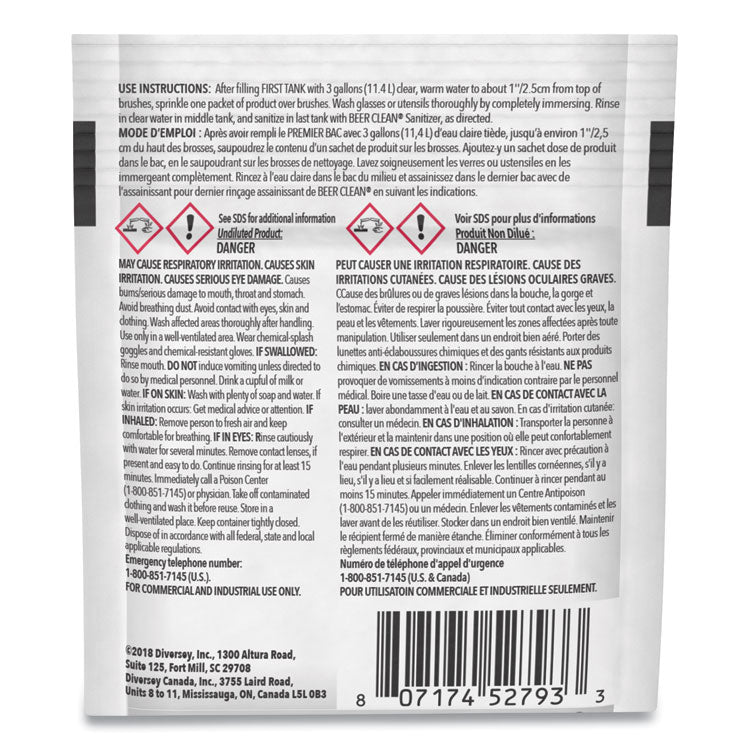 Beer Clean Glass Cleaner, Powder, 0.5 Oz Packet, 100/carton