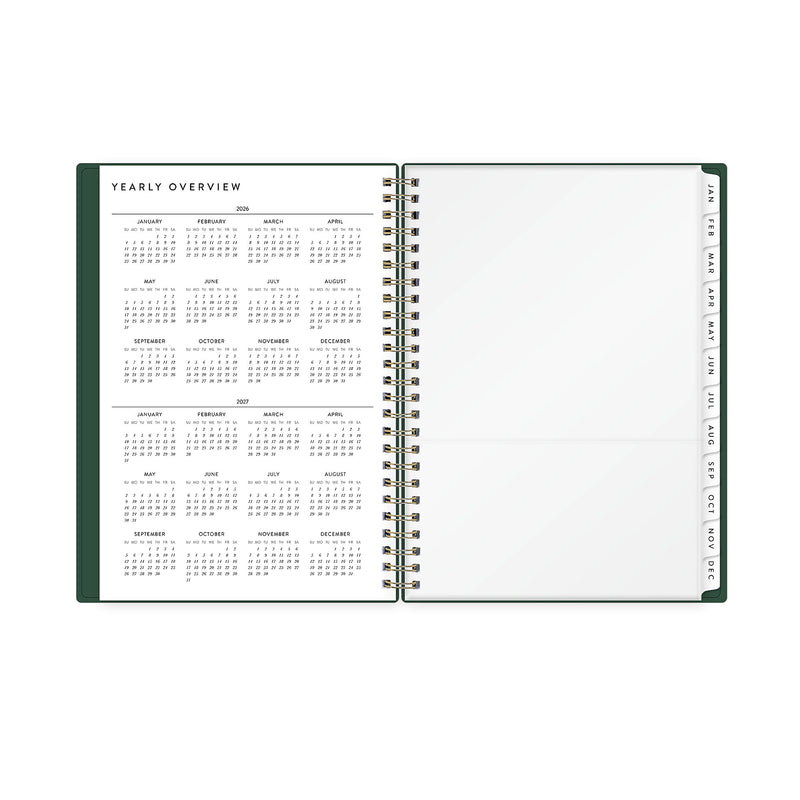 2026 Blue Sky Bespoke Letterpress 5.875" x 8.625" Calendar Year Weekly & Monthly Planner, Deep Forest Green