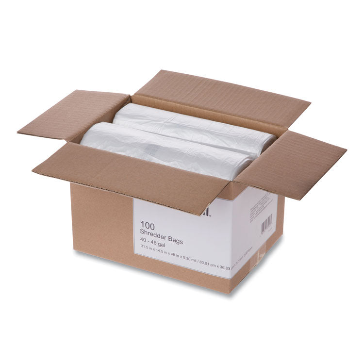 High-Density Shredder Bags, 40-45 Gal Capacity, 100/box