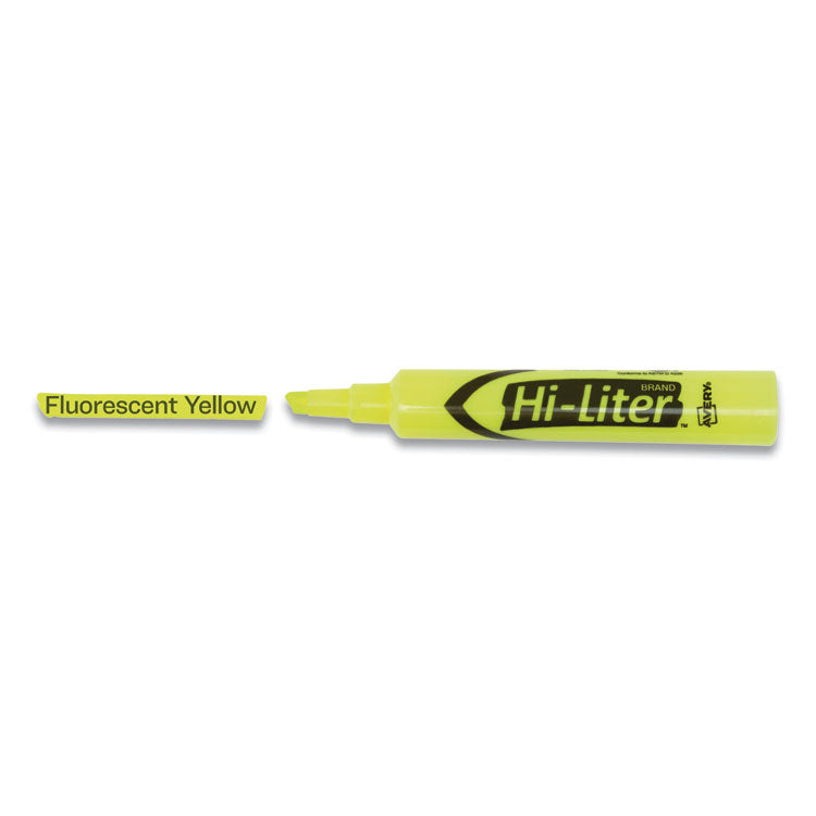 Hi-Liter Desk-Style Highlighters, Fluorescent Yellow Ink, Chisel Tip, Yellow/black Barrel, 200/box