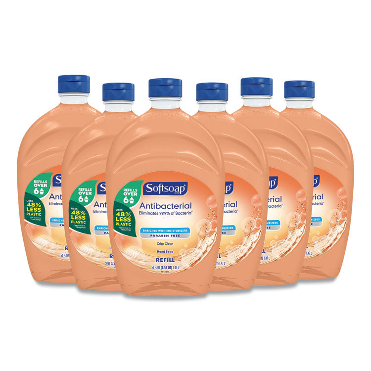 Antibacterial Liquid Hand Soap Refill, Fresh Scent, 50 oz, Orange, 6/Carton