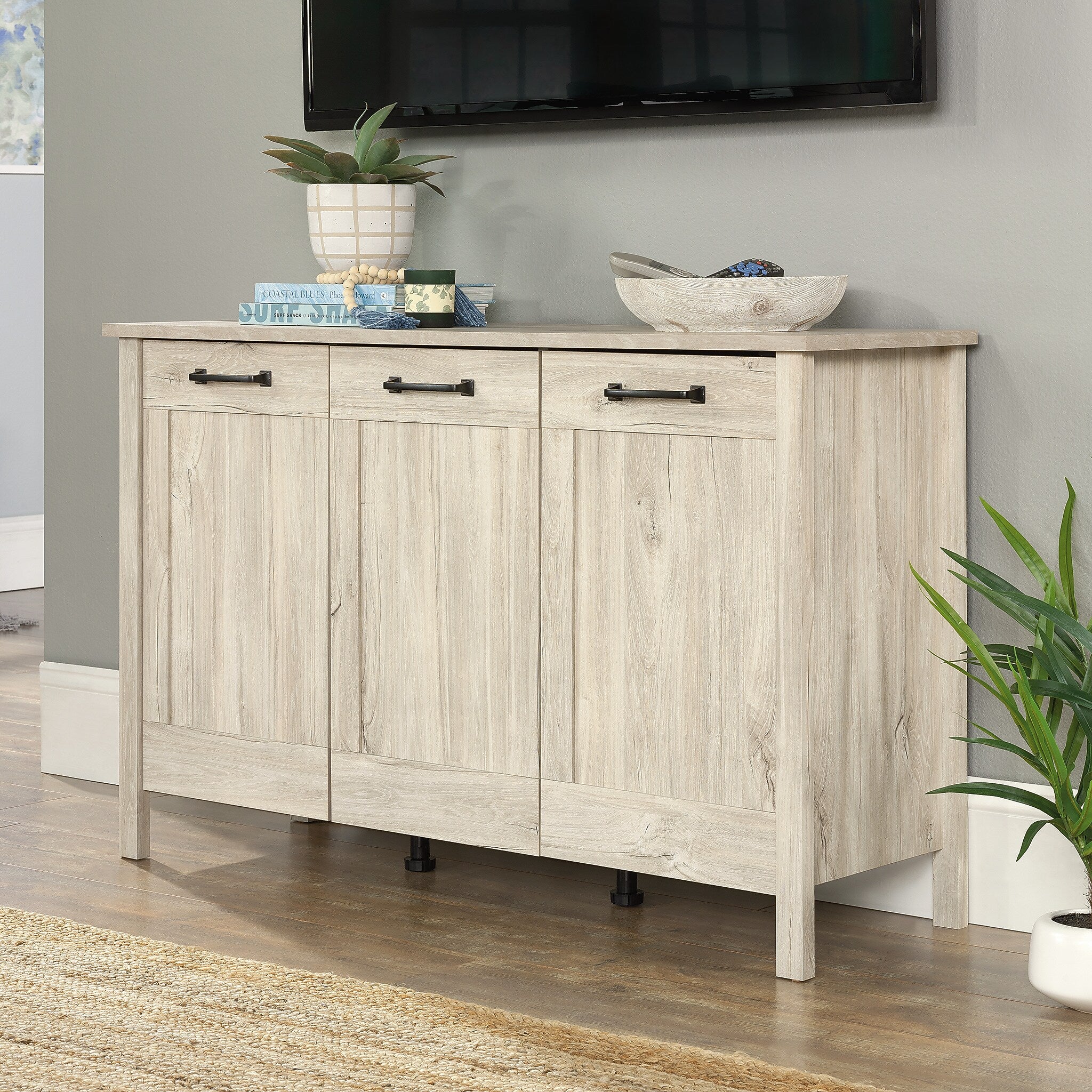 Sauder Select 30"H Storage Cabinet with 4 Shelves, Chalk Oak (433932)