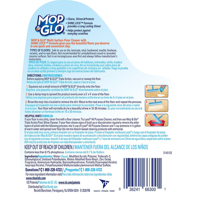 Professional Mop & Glo Triple Action Floor Shine Cleaner, Fresh Citrus, 64 Oz. (3624174297)