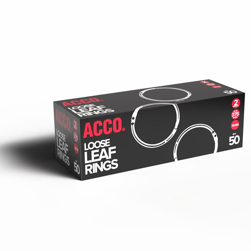 ACCO Book Ring, 2" Capacity, Silver, 50/Box (ACC72205)