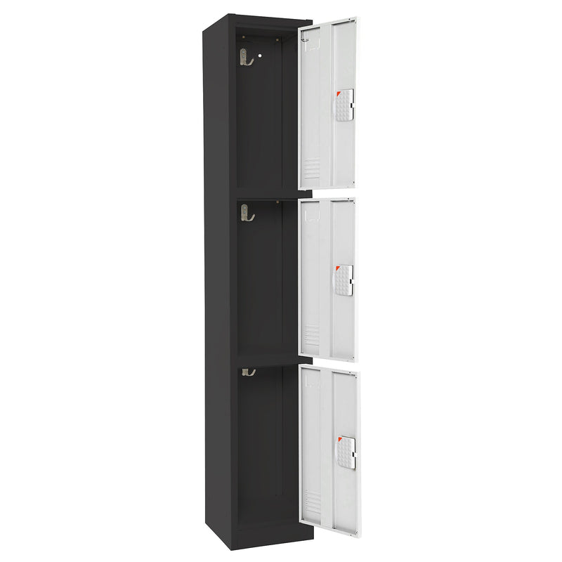 AdirOffice 72"H 3-Tier Black/White Storage Locker (ADI629-203-B-W-DL)
